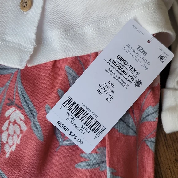 NEW 2 Piece Carter's 12 Months Girl Set - Picture 6 of 6